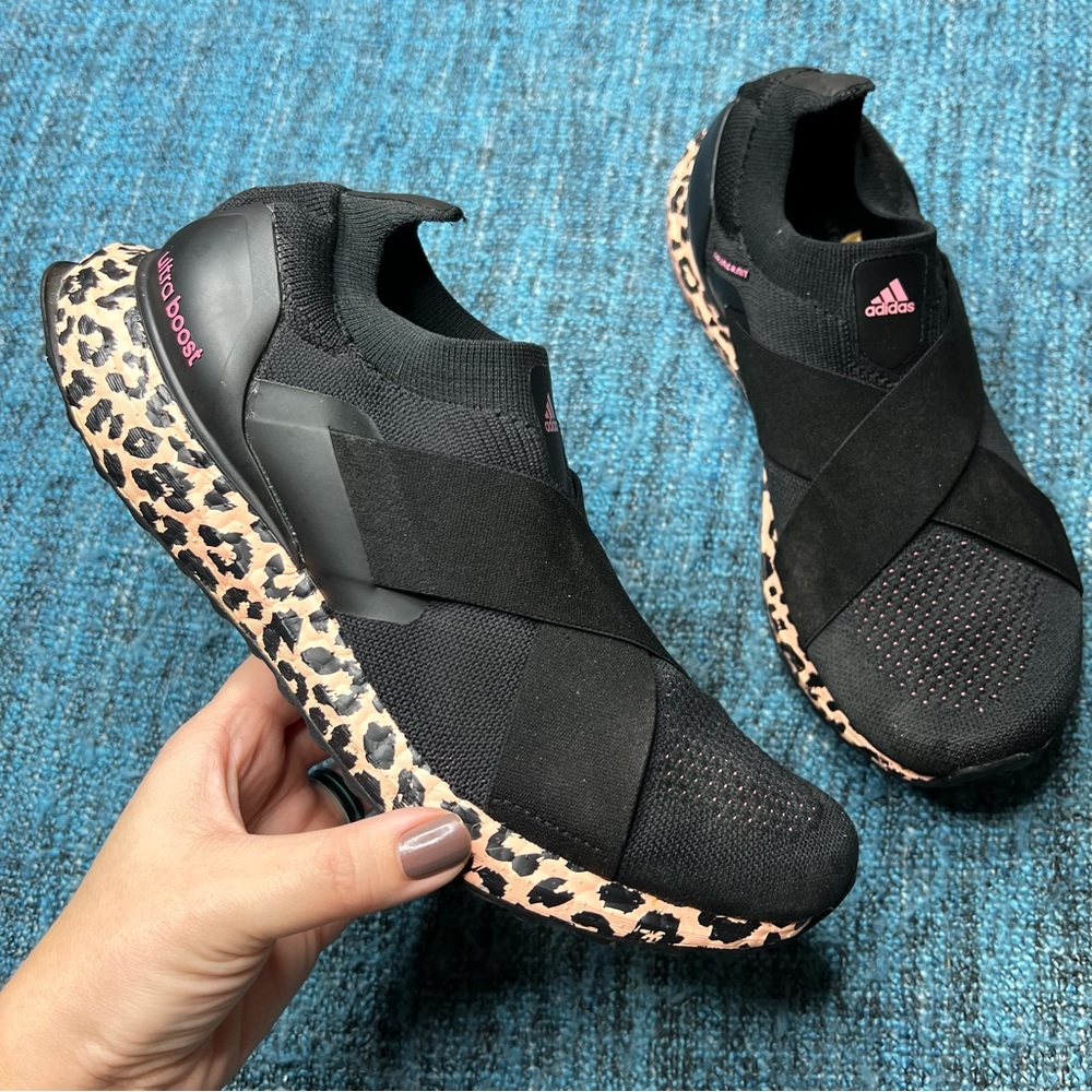 Adidas Ultraboost Slip On DNA Running Shoes in Black Leopard Print 7 Women's